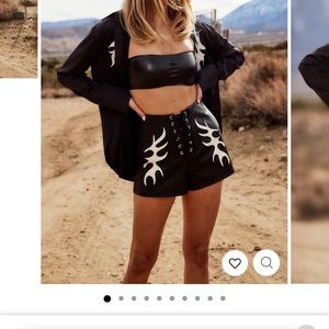 12th tribe faux leather pu western cowboy shorts